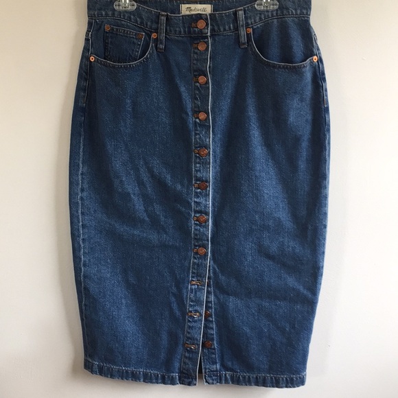 Madewell long button down midi denim skirt - Picture 2 of 6